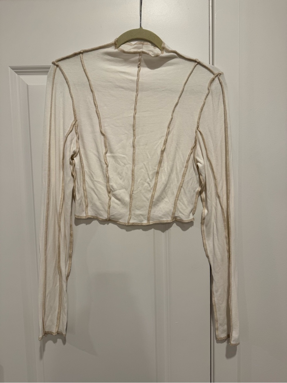 12th Tribe Avalon White Ribbed Long Sleeve Top